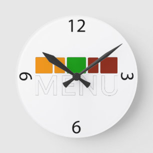 Colourful Squares Menu Text Graphic Round Clock