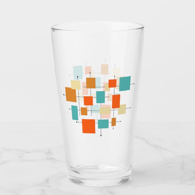 Colourful Squares Mid-century Retro Squares Glass (Front)
