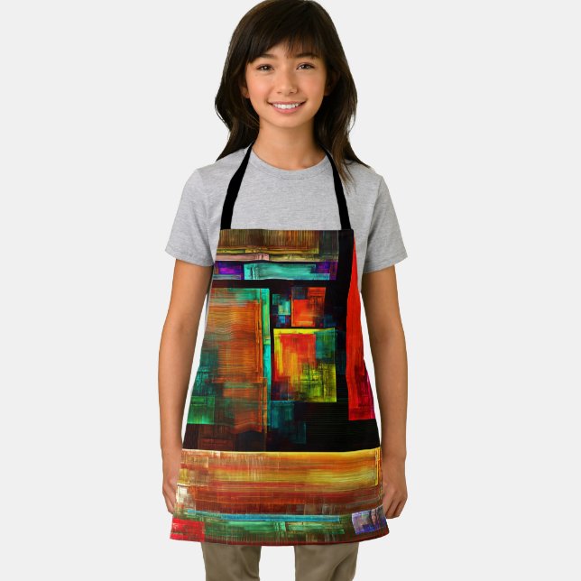 Colourful Squares Modern Abstract Art Pattern #04 Apron (Insitu)