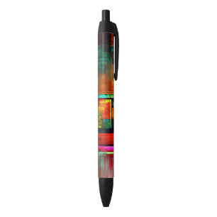 Colourful Squares Modern Abstract Art Pattern #04 Black Ink Pen