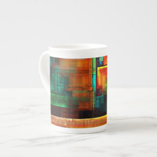 Colourful Squares Modern Abstract Art Pattern #04 Bone China Mug