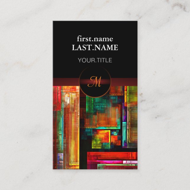 Colourful Squares Modern Abstract Art Pattern #04 Business Card (Front)