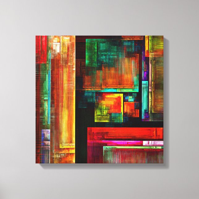 Colourful Squares Modern Abstract Art Pattern #04 Canvas Print (Front)