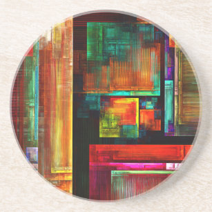 Colourful Squares Modern Abstract Art Pattern #04 Coaster