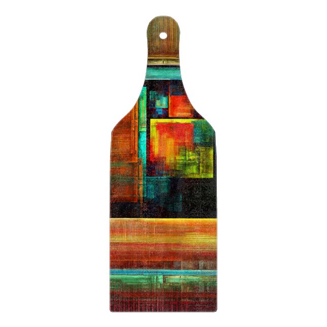 Colourful Squares Modern Abstract Art Pattern #04 Cutting Board (Front)