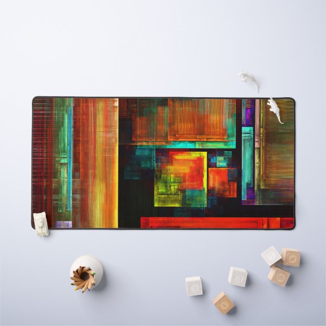 Colourful Squares Modern Abstract Art Pattern #04 Desk Mat (Kids Table)