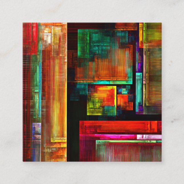 Colourful Squares Modern Abstract Art Pattern #04 Enclosure Card (Front)