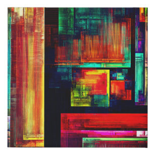 Colourful Squares Modern Abstract Art Pattern #04 Faux Canvas Print