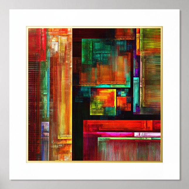 Colourful Squares Modern Abstract Art Pattern #04 Foil Prints (Front)