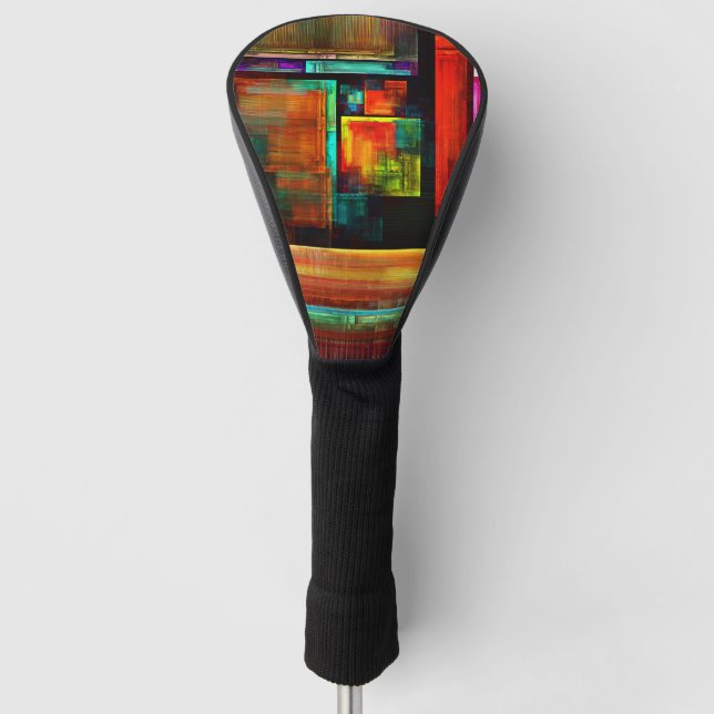 Colourful Squares Modern Abstract Art Pattern #04 Golf Head Cover (Front)