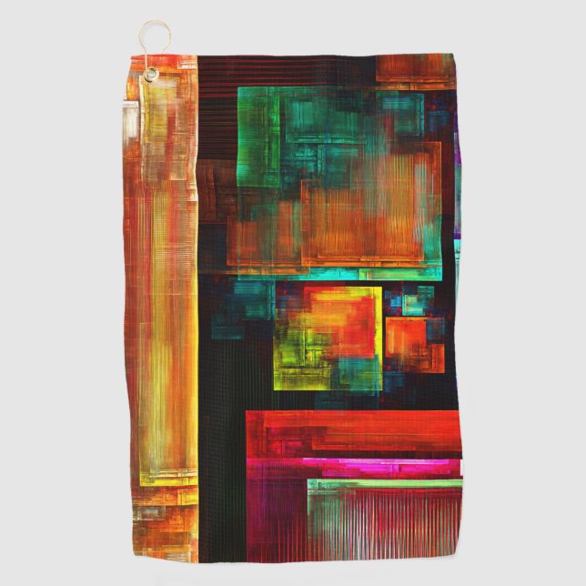 Colourful Squares Modern Abstract Art Pattern #04 Golf Towel (Front)