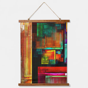Colourful Squares Modern Abstract Art Pattern #04 Hanging Tapestry