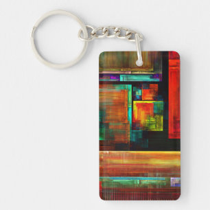 Colourful Squares Modern Abstract Art Pattern #04 Key Ring