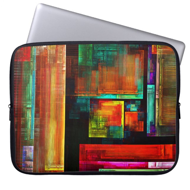 Colourful Squares Modern Abstract Art Pattern #04 Laptop Sleeve (Front)