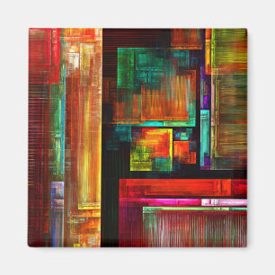 Colourful Squares Modern Abstract Art Pattern #04 Magnet