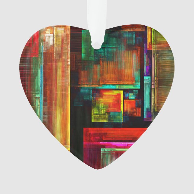 Colourful Squares Modern Abstract Art Pattern #04 Ornament (Front)