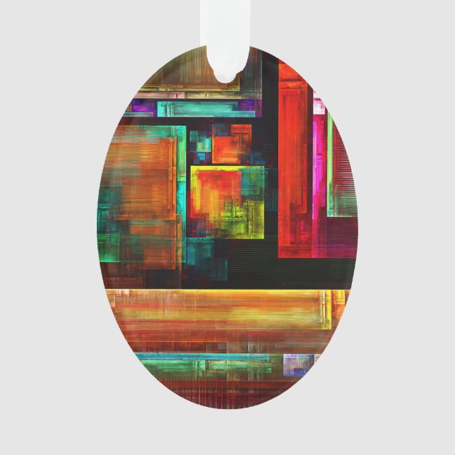 Colourful Squares Modern Abstract Art Pattern #04 Ornament (Front)