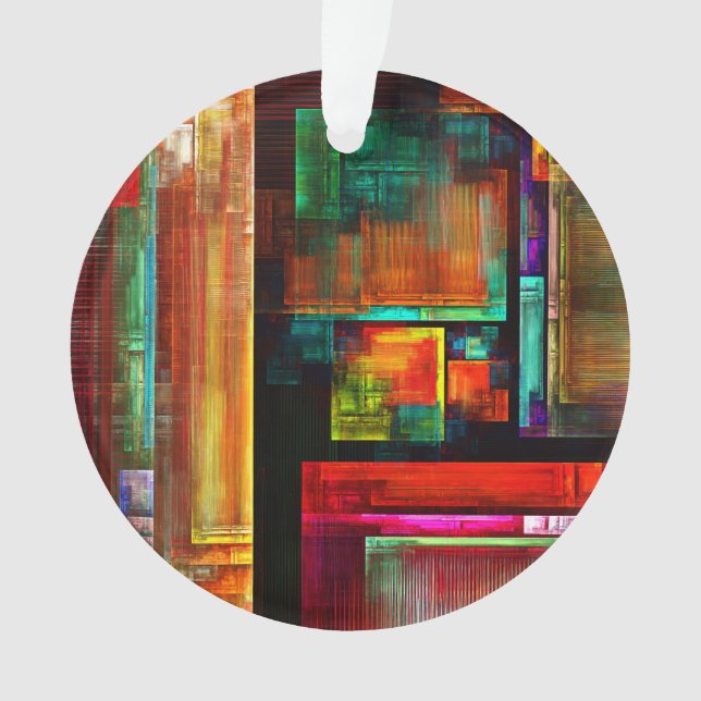 Colourful Squares Modern Abstract Art Pattern #04 Ornament (Front)