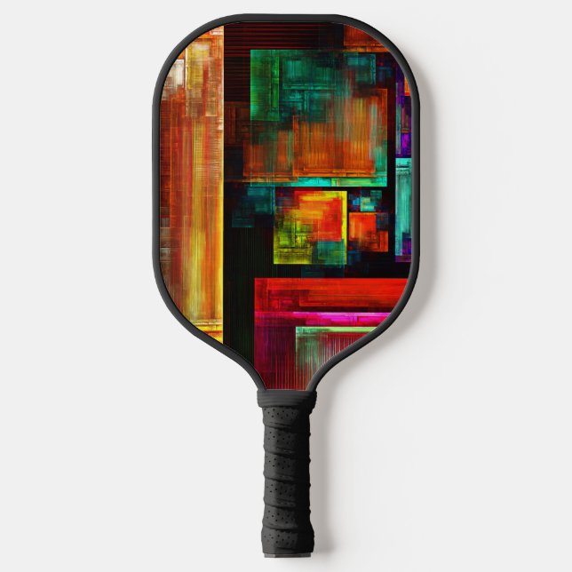 Colourful Squares Modern Abstract Art Pattern #04 Pickleball Paddle (Front)