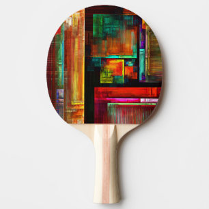 Colourful Squares Modern Abstract Art Pattern #04 Ping Pong Paddle