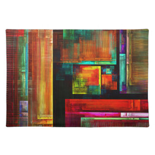 Colourful Squares Modern Abstract Art Pattern #04 Placemat