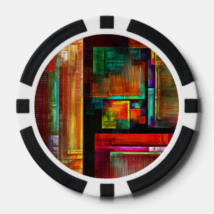 Colourful Squares Modern Abstract Art Pattern #04 Poker Chips
