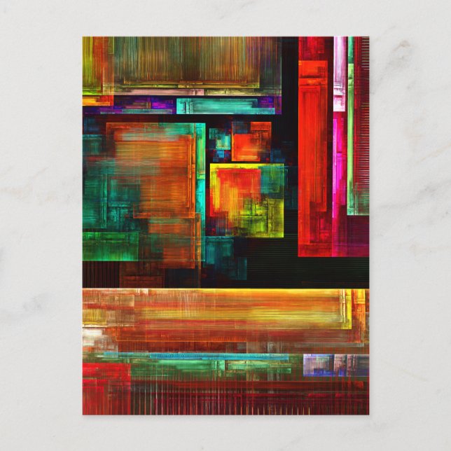 Colourful Squares Modern Abstract Art Pattern #04 Postcard (Front)