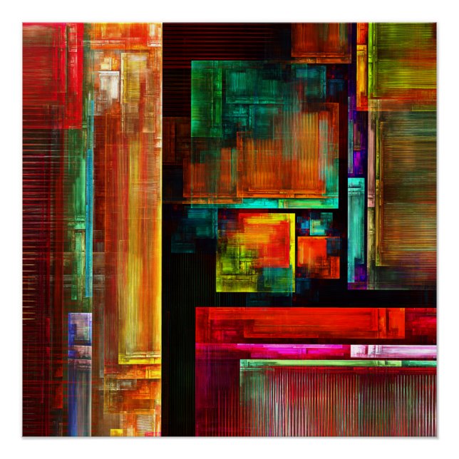 Colourful Squares Modern Abstract Art Pattern #04 Poster (Front)