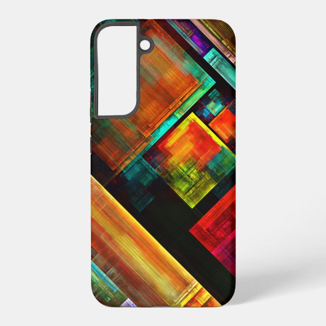 Colourful Squares Modern Abstract Art Pattern #04 Samsung Galaxy S22+ Case (Back)
