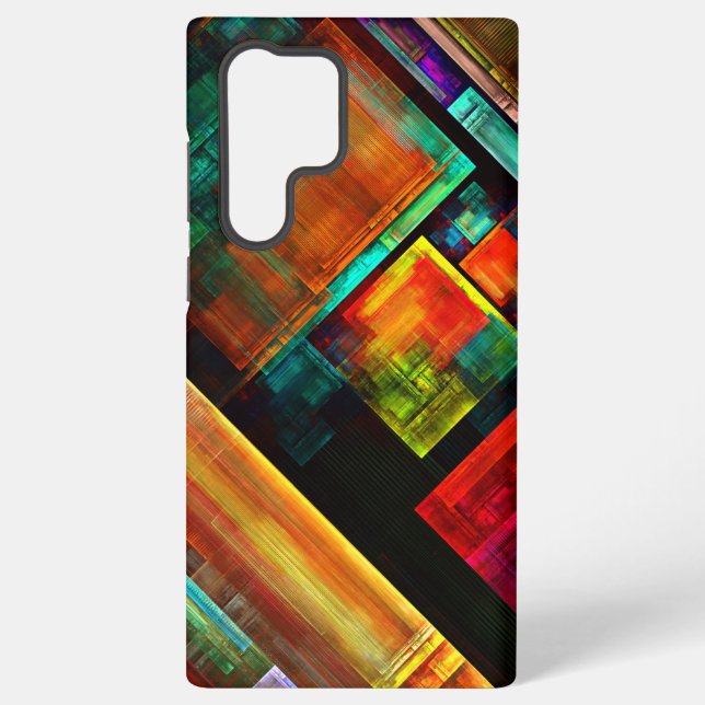 Colourful Squares Modern Abstract Art Pattern #04 Samsung Galaxy S22 Ultra Case (Back)