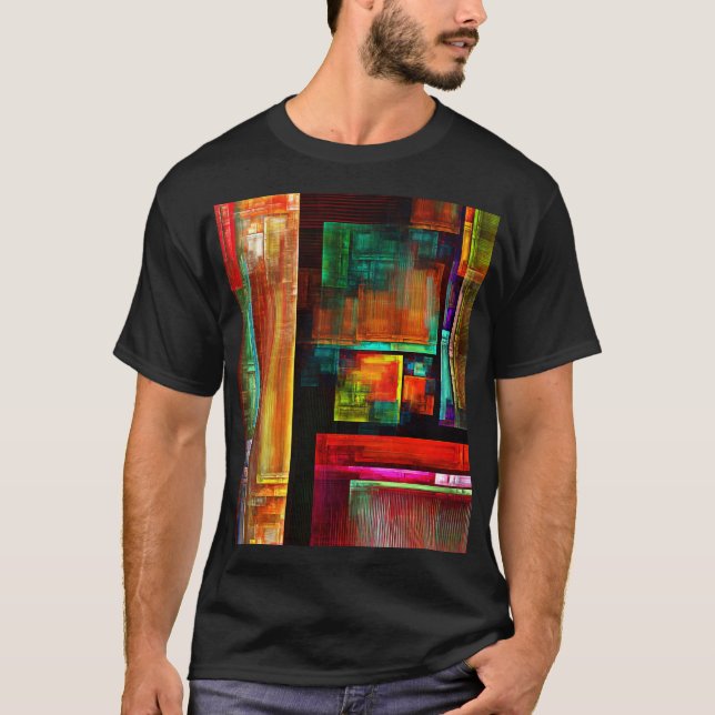 Colourful Squares Modern Abstract Art Pattern #04 T-Shirt (Front)