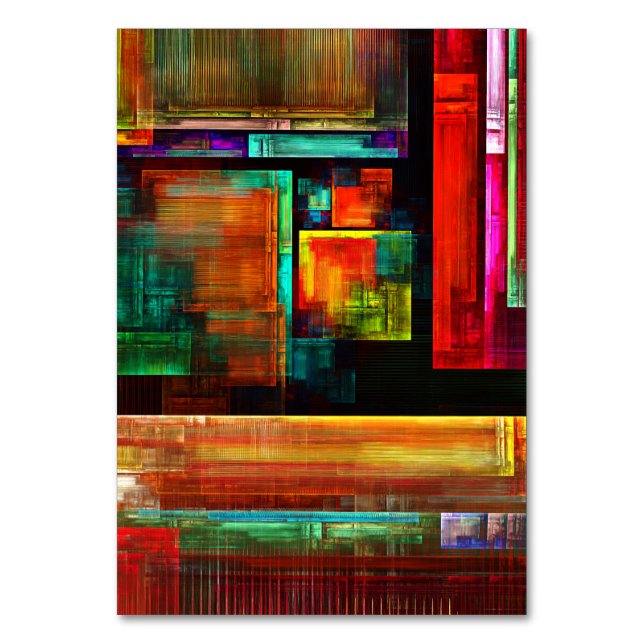 Colourful Squares Modern Abstract Art Pattern #04 Table Number (Front)