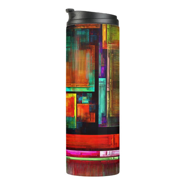 Colourful Squares Modern Abstract Art Pattern #04 Thermal Tumbler (Rotated Right)