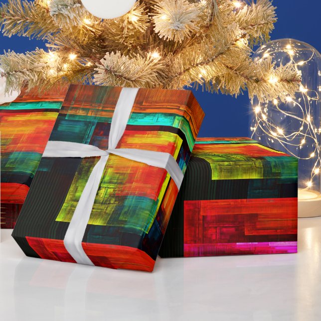Colourful Squares Modern Abstract Art Pattern #04 Wrapping Paper (Holidays)