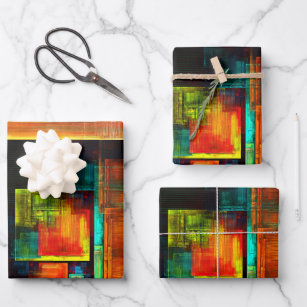 Colourful Squares Modern Abstract Art Pattern #04 Wrapping Paper Sheet