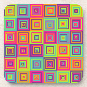 Colourful Squares Pattern Coaster