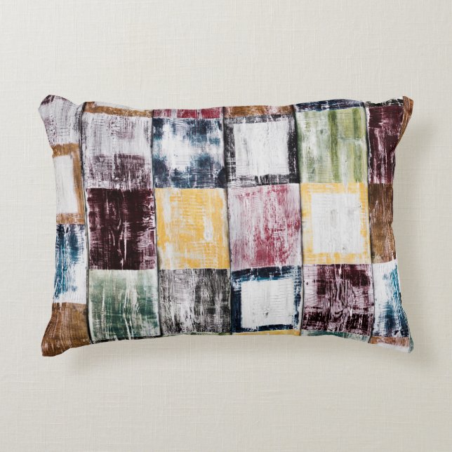 Colourful  squares pattern decorative cushion (Front)