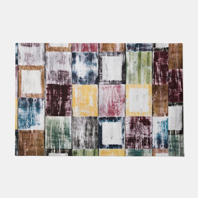 Colourful  squares pattern doormat (Front)