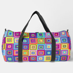 Colourful Squares Pattern Duffle Bag