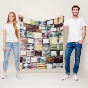 Colourful squares pattern fleece blanket