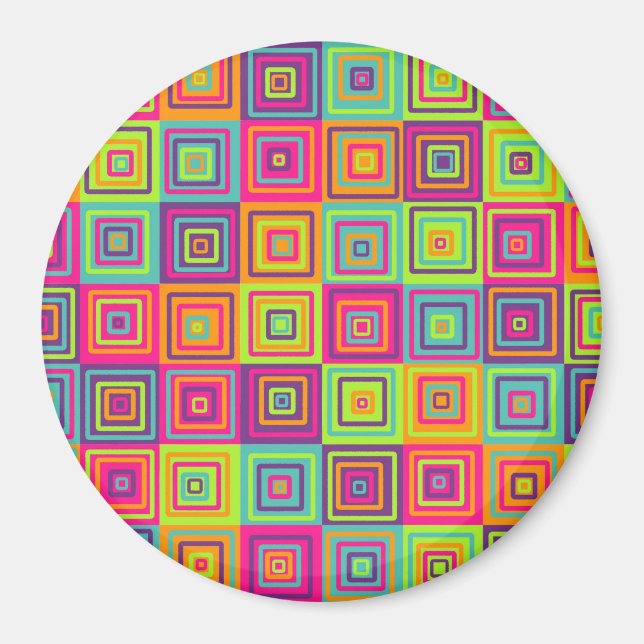Colourful Squares Pattern Magnet (Front)