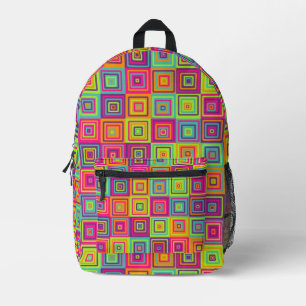 Colourful Squares Pattern Printed Backpack