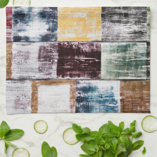 Colourful squares pattern tea towel