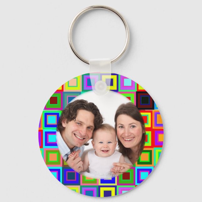Colourful Squares/Photo Key Ring (Front)