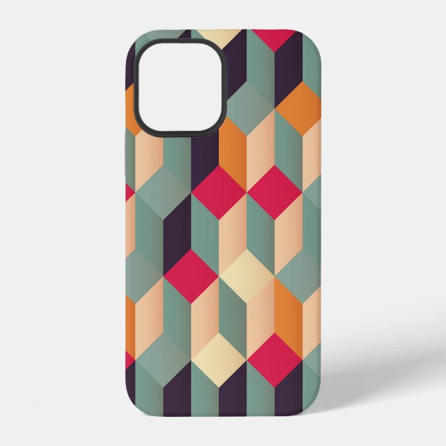 Colourful squares, retro geometric pattern. iPhone case (Back)