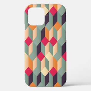 Colourful squares, retro geometric pattern. iPhone 12 case
