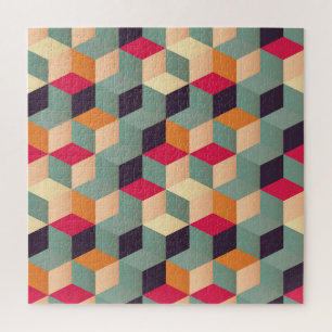 Colourful squares, retro geometric pattern. jigsaw puzzle