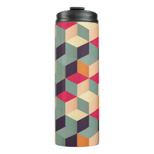Colourful squares, retro geometric pattern. thermal tumbler