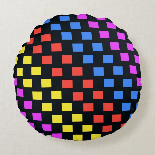 Colourful Squares Round Cushion (Front)