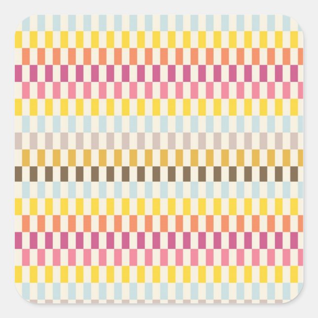 Colourful Squares Tiles Blue Yellow Orange Pink Square Sticker (Front)